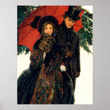 19th C. Young Couple in Winter Poster
