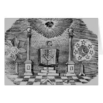 19th Century Masonic Blockcut engraving Greeting Card