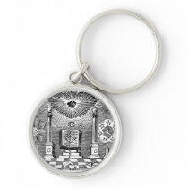 19th Century Masonic Blockcut engraving Keychain