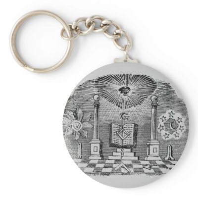 19th Century Masonic Blockcut engraving Key Chains by Biblioartgifts