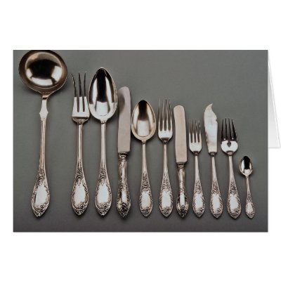 19th century silver cutlery, Warsaw, Poland Greeting Card by inspirelove
