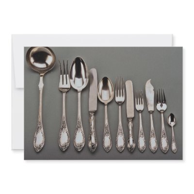 19th century silver cutlery, Warsaw, Poland Personalized Invite by inspirelove
