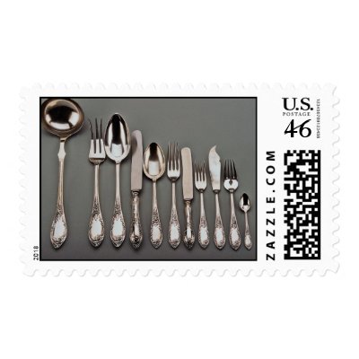 19th century silver cutlery, Warsaw, Poland Stamps by inspirelove