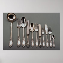 19th century silver cutlery, Warsaw, Poland Posters