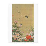 1. 芍薬群蝶図, 若冲 Flower and Butterfly, Jakuchu Postcards