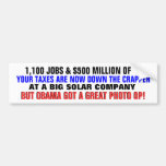1,100 JOBS, $500 BILLION IN TAXES DOWN THE CRAPPER BUMPER STICKER