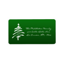 1.25"x2.75" Green Whit XMAS Tree Mailing Label