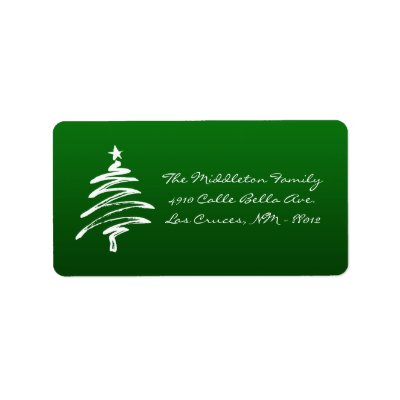 1.25'x2.75' Green Whit XMAS Tree Mailing Label