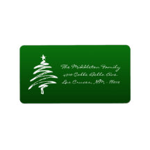 1.25"x2.75" Green Whit XMAS Tree Mailing Label