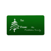 1.25&quot;x2.75&quot; Green Whit XMAS Tree Stick On Gift Tag Personalized Address Labels