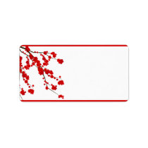 1.25"x2.75" Mailing Address Red Cherry Blossom Address Label