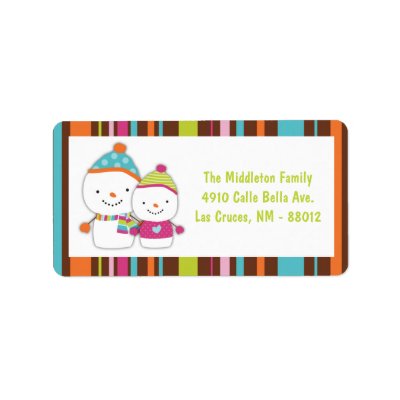 1.25'x2.75' Modern Snowman Mailing Address Label