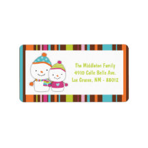 1.25"x2.75" Modern Snowman Mailing Address Label