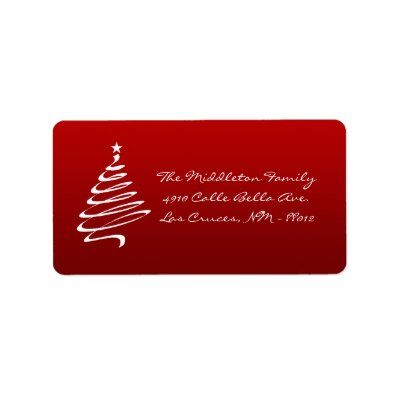 1.25'x2.75' Red White XMAS Tree Mailing Label