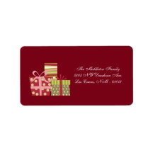 1.25"x2.75" Red XMAS Presents Mailing Address Custom Address Labels