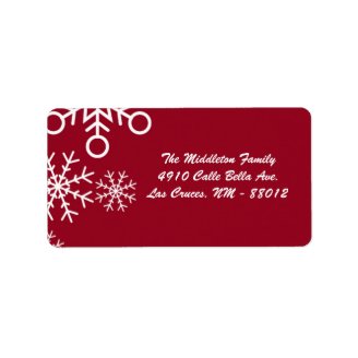 1.25"x2.75" Red XMAS Snowflake Mailing Address Custom Address Label