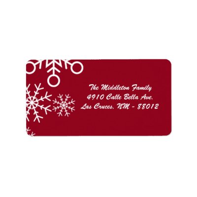 1.25'x2.75' Red XMAS Snowflake Mailing Address Custom Address Label