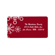 1.25"x2.75" Red XMAS Snowflake Mailing Address Custom Address Label