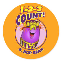 1-2-3 Count B. Bop Bean Round Stickers