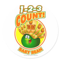 1-2-3 Count Baby Bean Round Sticker