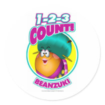 1-2-3 Count Beanzuki Round Sticker
