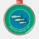 1, 2, 3 Fish with Little Fish and Coral Metal Ornament