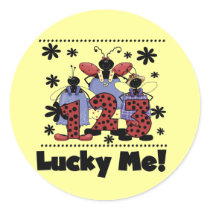 1-2-3 Lucky Me Ladybug Tshirts and Gifts Round Sticker