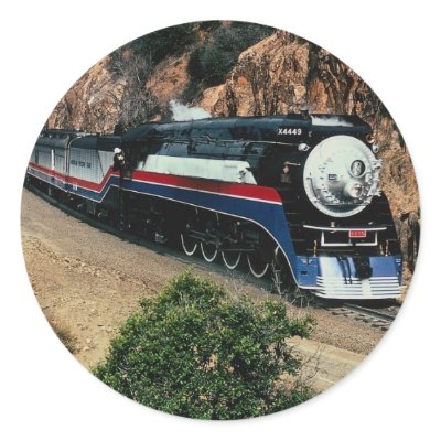 1 American Freedom Train (SP) 4449, Cape Horn, CA Round Stickers by transports