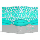 1" Aqua, Gray, and White Damask Wedding Binder