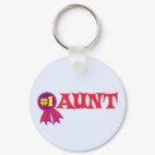 #1 Aunt Round Keychain