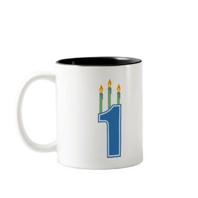 1 Birthday Candles (Blue / Green) Coffee Mug by LushLaundry