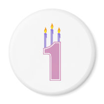 1 Birthday Candles (Pink / Purple) Refrigerator Magnets