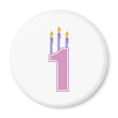 1 Birthday Candles (Pink / Purple) Refrigerator Magnets by LushLaundry