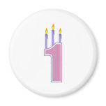 1 Birthday Candles (Pink / Purple) magnets