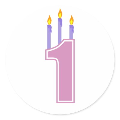 1 Birthday Candles (Pink / Purple) Round Stickers by LushLaundry