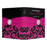 1" Black and Pink Damask Wedding Binder