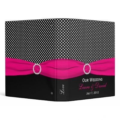 1" Black, White, and Pink Polka Dot Wedding Binder by NiteOwlStudio