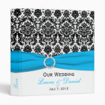1" Blue, Black, and White Damask Wedding Binder