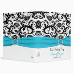 1" Blue, White, and Black Damask Wedding Binder
