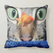 #1- Cats eye view of goldfish Throw Pillow
