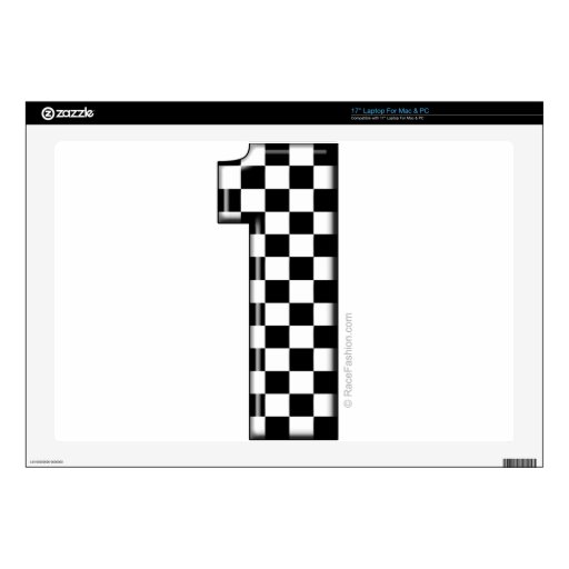 1-checkered-auto-racing-number-17-laptop-decals-zazzle