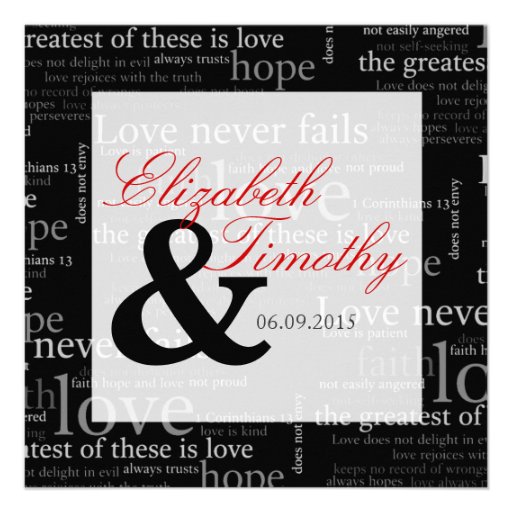 1 Corinthians 13 Black & White Wedding Invitation