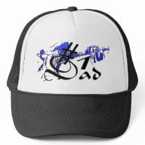 #1 Dad Blue Guitar Cap hats