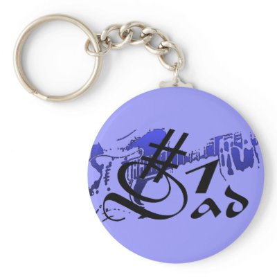 #1 Dad Guitar Blue Keychain