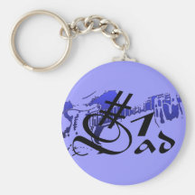 #1 Dad Guitar Blue Keychain