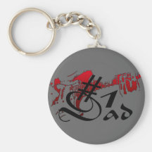 #1 Dad Guitar Red Keychain