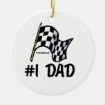 #1 Dad Race Flag Christmas Tree Ornament