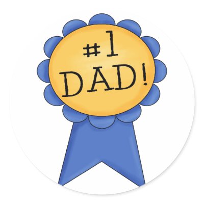 #1 Dad (ribbon) Round Sticker