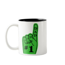 #1 Dad Sports Fan Hand in Green mugs