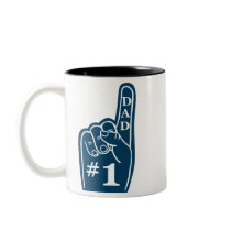 #1 Dad Sports Fan Hand in Navy mugs